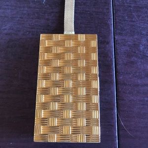 Evans Vintage collection gold hardcase carryall wristlet with mesh handle